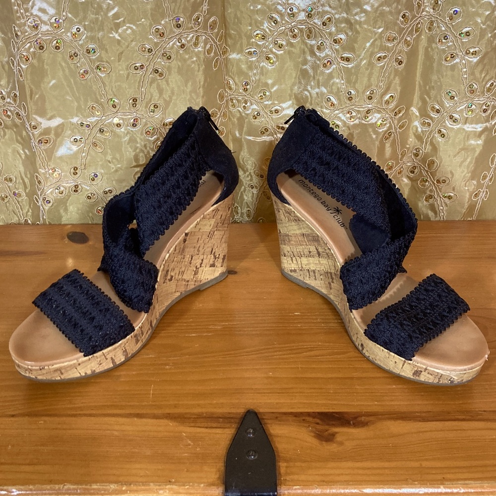 Montego Bay Club Black Wedge Sandals